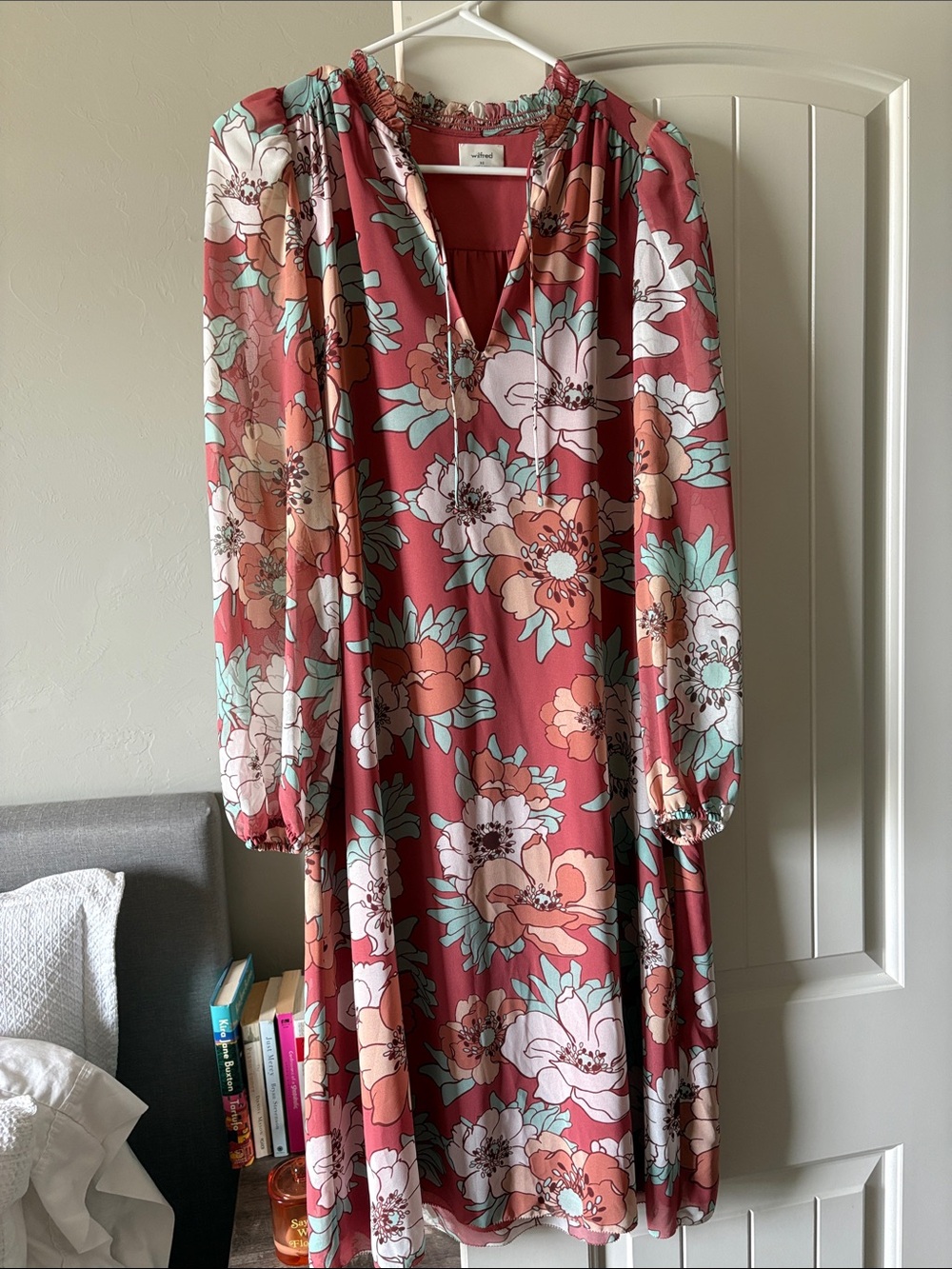 Aritzia Rose Floral Long-Sleeve Midi Dress